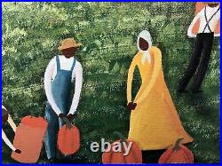 African American Folk Art Oil Painting Sharon Nieburg Gathering Pumpkins #1