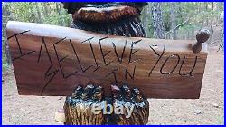 Chainsaw Carving Big Foot Wood Carving Sasquatch Mushroom Custom Sign Holder 3FT