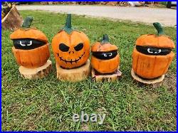Chainsaw carved pumpkins
