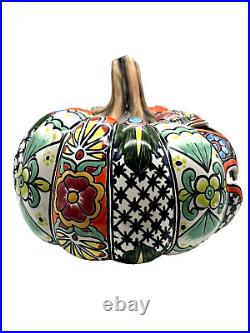 La Candela Folk Art Mexican Pottery Large Pumpkin Jack O' Lantern Halloween