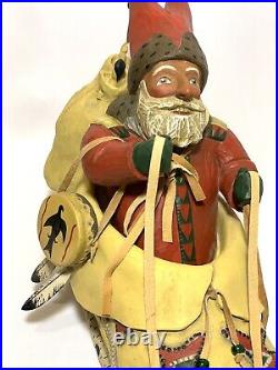 Leo Smith Folk Art Great Plains Santa Clause Moccasin Sled Large Size 9 Tall