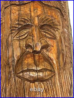 Vintage Hand Carved Wood Sasquatch, Texas Folk Art, Yeticavemanlarge 22original